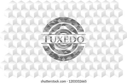 Tuxedo grey emblem. Vintage with geometric cube white background