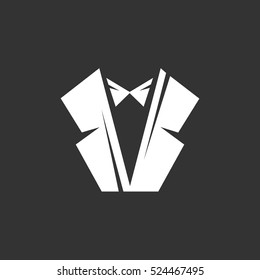 Tuxedo icon isolated on black background. Tuxedo vector logo. Flat design style. Modern vector pictogram for web graphics - stock vector