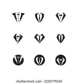 Icono de Tuxedo y plantilla de vector de símbolo