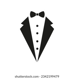 Tuxedo icon vector. Dinner jacket illustration sign. Suit symbol or logo.