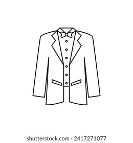 Tuxedo icon vector. Dinner jacket illustration sign. Suit symbol or logo.