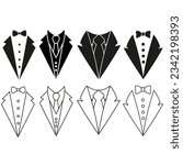 Tuxedo icon vector set. Dinner jacket illustration sign collection. tux symbol or logo.