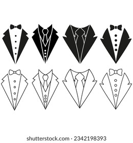 Tuxedo icon vector set. Dinner jacket illustration sign collection. tux symbol or logo.