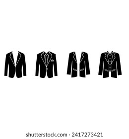 Juego de vectores de iconos de Tuxedo. Colección de signos de la ilustración de la chaqueta de la cena. Símbolo o logotipo.