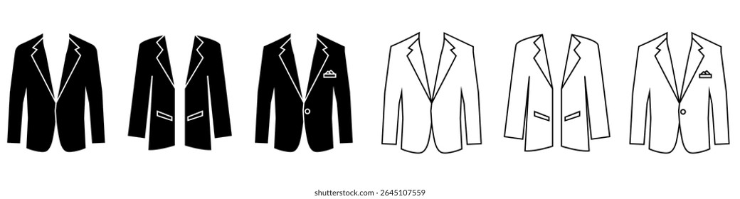 Tuxedo icon vector set. Dinner jacket illustration sign collection. Suit symbol or logo.