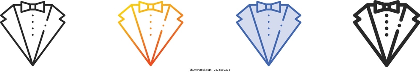 tuxedo icon.Thin Linear, Gradient, Blue Stroke and bold Style Design Isolated On White Background