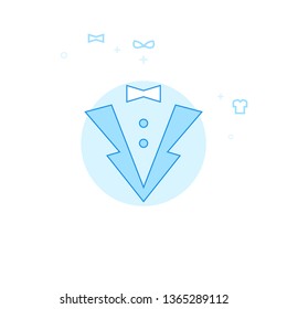 Tuxedo, Jacket Flat Vector Icon. Clothes or Garments, Wear Illustration. Light Flat Style. Blue Monochrome Design. Editable Stroke. Adjust Line Weight
