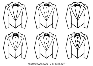 Tuxedo Line Art Beautiful Black and White Tuxedo Illustration
