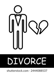 Tuxedo line icon. Holiday, divorce, separation, scandal, property, tears, marriage, court, husband, wife, quarrel, family. Vector line icon for business and advertising
