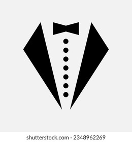 Ilustrador vectorial de diseño del logo de Tuxedo, corbata de arco