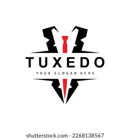Tuxedo logo, Suit And Tie Vector, Men Suit Dress Tailor Design, Bow Tie Bowtie Icon, Vintage Classic Illustration