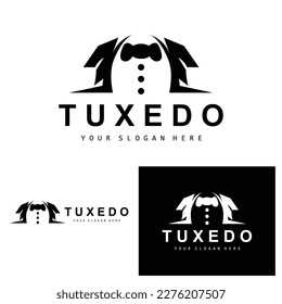 Tuxedo logo, Suit And Tie Vector, Men Suit Dress Tailor Design, Bow Tie Bowtie Icon, Vintage Classic Illustration