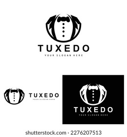 Logotipo de Tuxedo, Vector De Suit Y Tejas, Diseño De Silla De Vestido Para Hombres, Icono De Tazón De Vapor, Ilustración Clásica Vintage