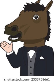 Tuxedo man wearing a horse mask