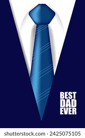 Tuxedo or men's jacket design with white shirt and blue tie. Design with the inscription The best dad ever