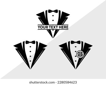 Tuxedo Monogram Vector Illustration Silhouette svg