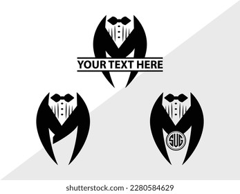 Tuxedo Monogram Vector Illustration Silhouette svg