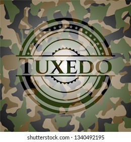 Tuxedo on camouflage pattern