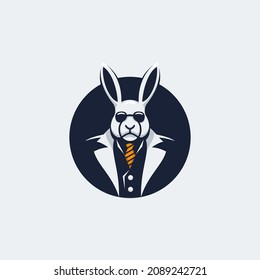 tuxedo rabbit glasses mascot logo