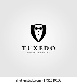 tuxedo shield logo vector illustration design
