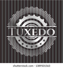 Tuxedo silver badge. Vector Illustration. Mosaic.
