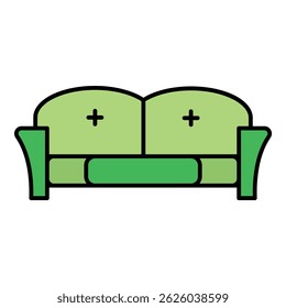 Tuxedo sofa icon. Outline tuxedo sofa vector icon color flat isolated on white