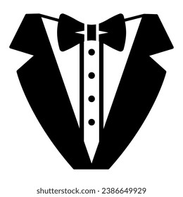 Tuxedo solid icon, Sea cruise concept, gentleman formal dinner jacket sign on white background, tuxedo and bow tie icon in glyph style for mobile concept and web design. Vector graphics