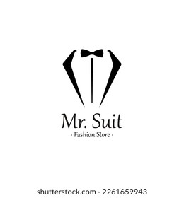 Tuxedo Suit with Bow Tie For Men's Fashion. Tuxedo Suit Tailor Classic Logo.