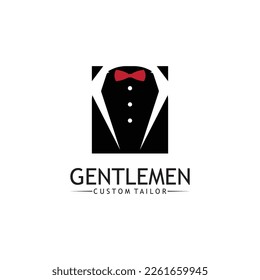 Tuxedo Suit with Bow Tie For Men's Fashion. Tuxedo Suit Tailor Classic Logo.