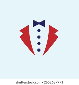 Ícone de terno de smoking com uma gravata borboleta representando o desgaste formal de um noivo em um casamento um cavalheiro em uma festa de gala ou um ícone de glifo sólido de vetor de evento extravagante