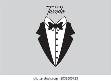 Ilustración de diseño vectorial de traje de Tuxedo. El caballero formal usa.