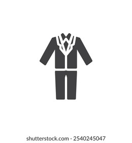 Icono de Vector de traje de esmoquin. cartel plano lleno para concepto móvil y Diseño web. Icono de glifo de traje de Boda. Símbolo, ilustración del logotipo. Gráficos de Vector