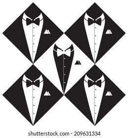 Tuxedo suits silhouette. Hand drawn, vector Illustration.