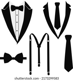 Tuxedo suspenders silhouette vector bundle