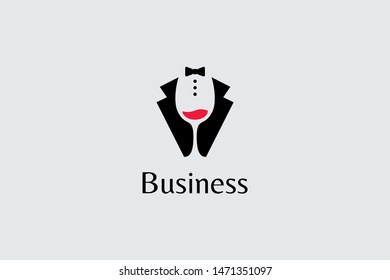 Tuxedo wine logo design consept