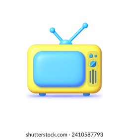 Tv 3d in retro style on white background. Retro vintage style. Vector illustration design