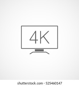 TV 4K Flat Icon On White Background