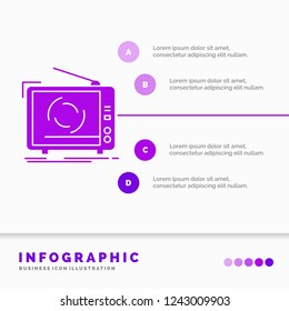 tv, ad, advertising, television, set Infographics Template for Website and Presentation. GLyph Purple icon infographic style vector illustration.