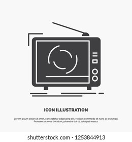 tv, ad, advertising, television, set Icon. glyph vector gray symbol for UI and UX, website or mobile application