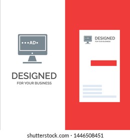 TV, Ad, Television, Screen, Lcd Grey Logo Design and Business Card Template
