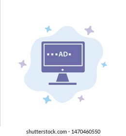 TV, Ad, Television, Screen, Lcd Blue Icon on Abstract Cloud Background. Vector Icon Template background