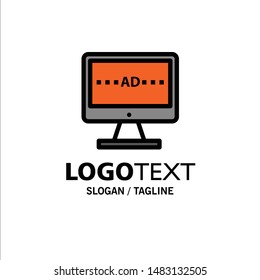 TV, Ad, Television, Screen, Lcd Business Logo Template. Flat Color