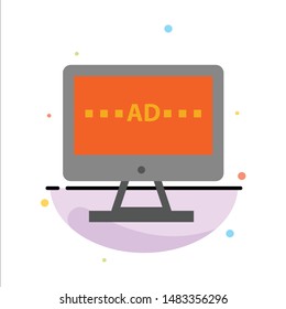 TV, Ad, Television, Screen, Lcd Abstract Flat Color Icon Template