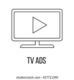 TV Ads Icon Or Logo Line Art Style. Vector Illustration.