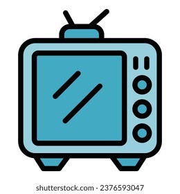 Vector de contorno de icono de ventaja de tv. Decisión de ajedrez. Color de ganancia