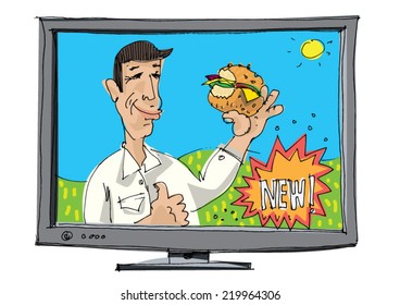 TV advertising - hamburger - cartoon