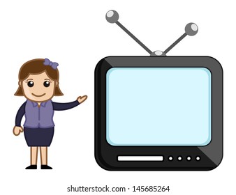 TV Anchor - Office Character - Vector Illustration