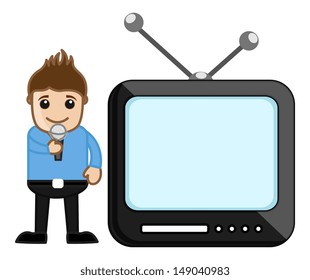 TV Anchor - Profession Concept - Business Cartoons Vectors