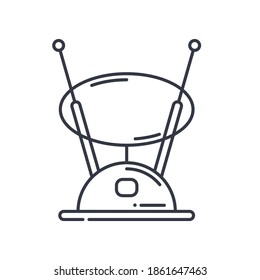 Tv Antennensymbol, lineare einzelne Illustration, dünne Linie, Webdesign-Zeichen, Umrisssymbol mit bearbeitbarem Strich auf weißem Hintergrund.