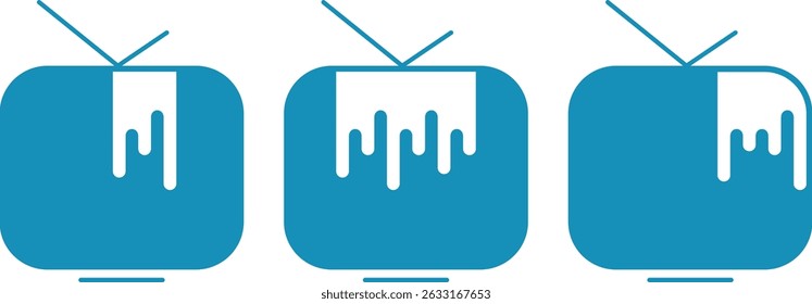tv com antena, ícones de tv simples com manchas